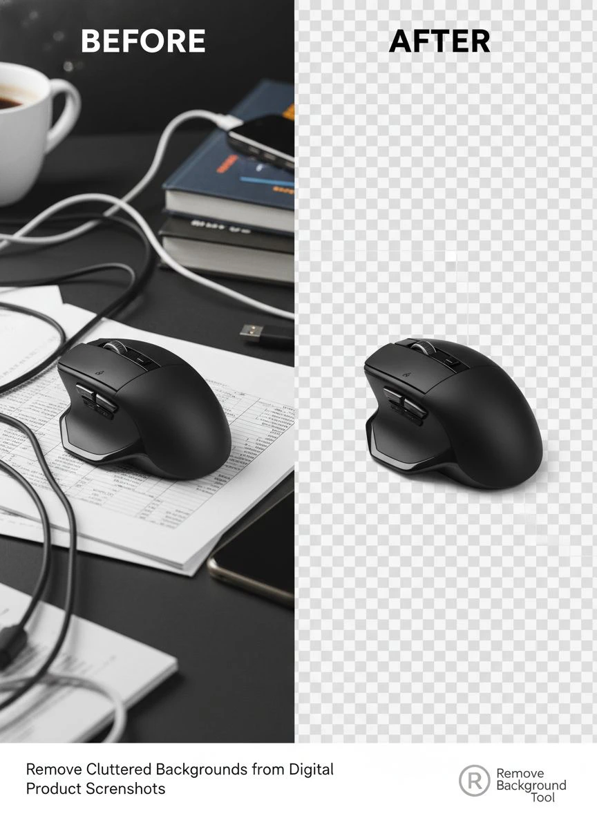 remove cluttered backgrounds from digital product screenshots - Professional Guide